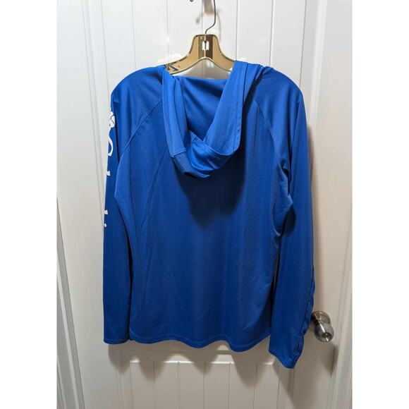 Columbia PFG Hoodie Men's L Blue Fishing Shirt Long Sleeves Omni-Shade Athletic - Picture 4 of 8